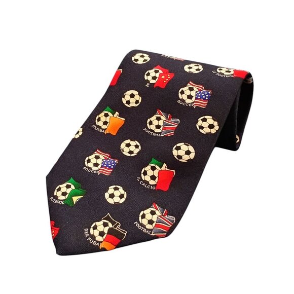 UNICEF United Nations Soccer Tie Men’s Blue Sports Necktie Vintage - Picture 1 of 7
